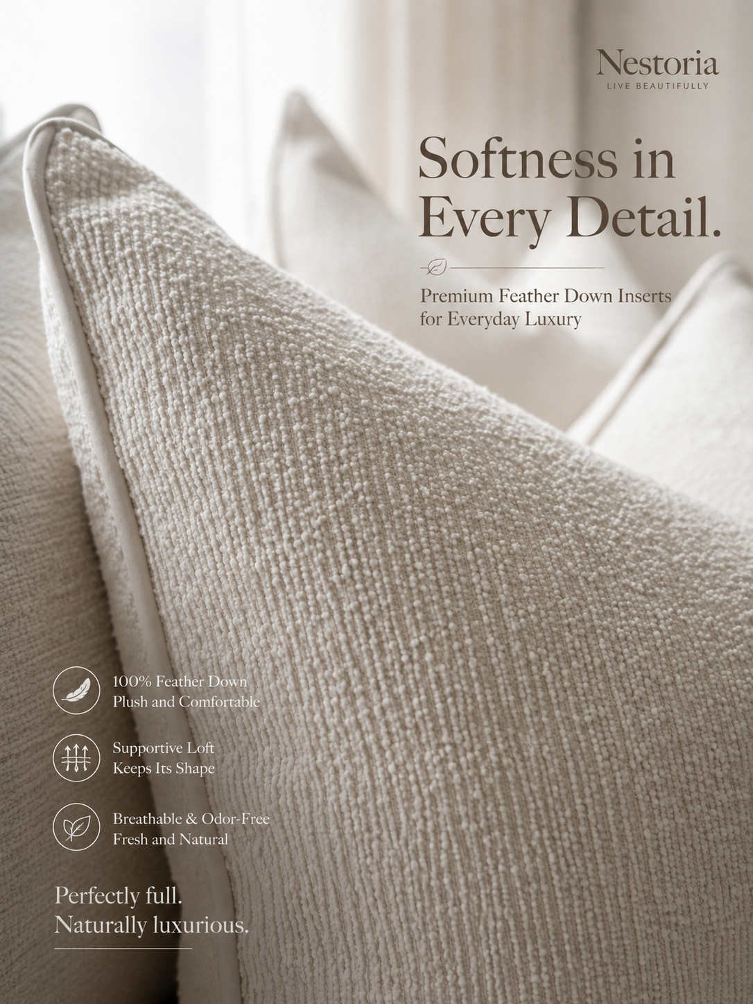 Luxury Chenille Cushion with Feather Insert