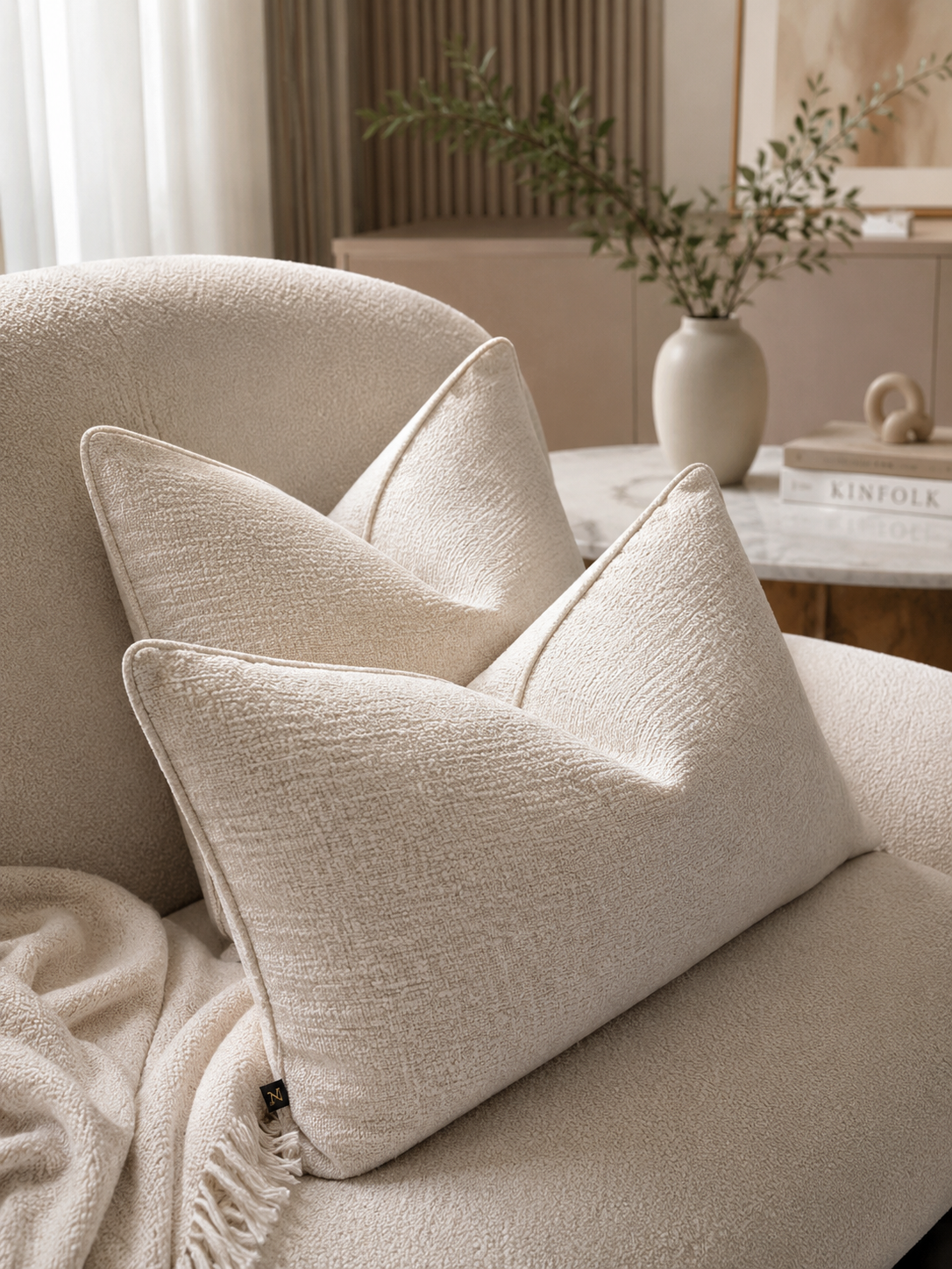 Luxury Chenille Cushion with Feather Insert