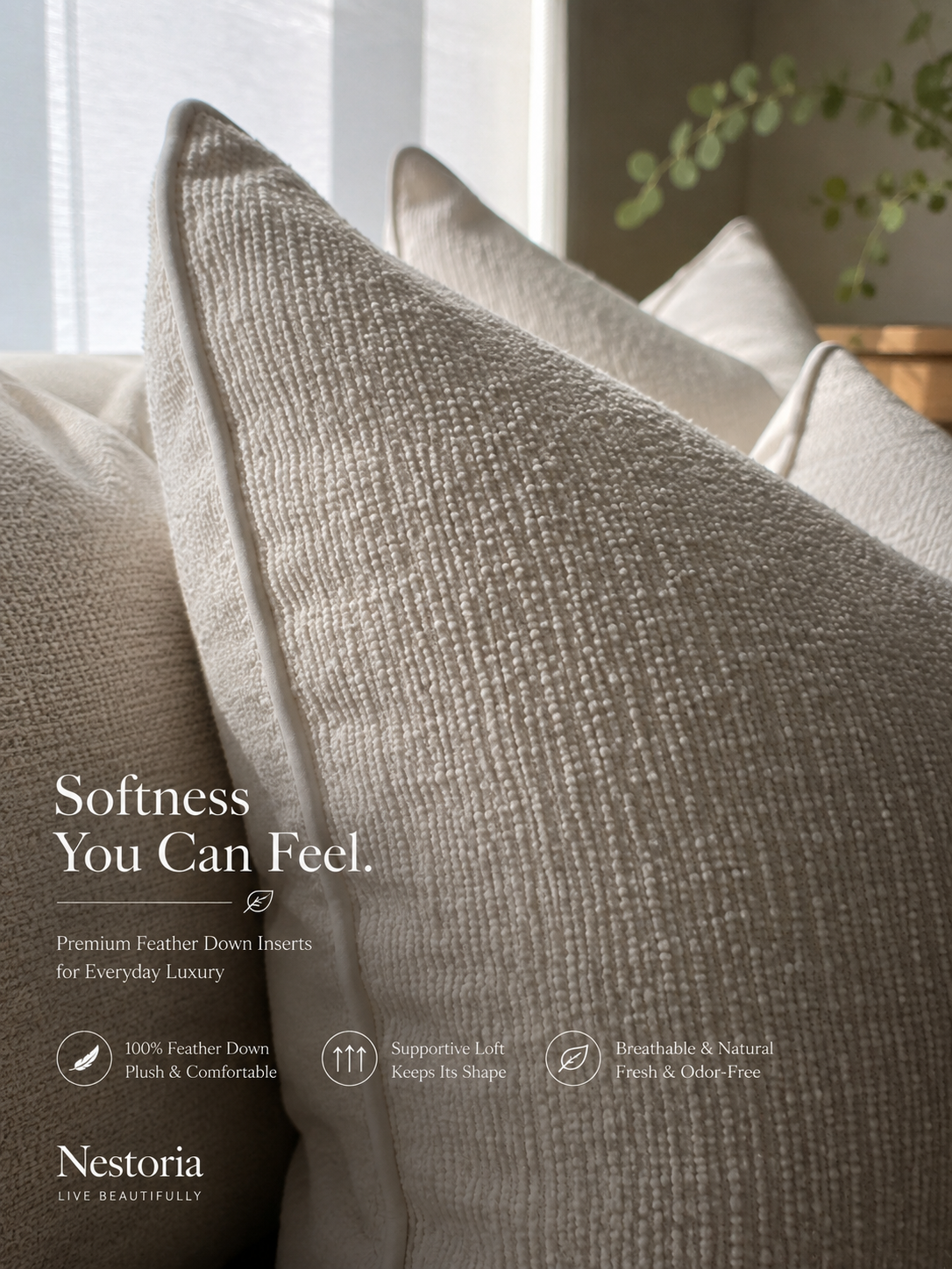 Luxury Chenille Cushion with Feather Insert